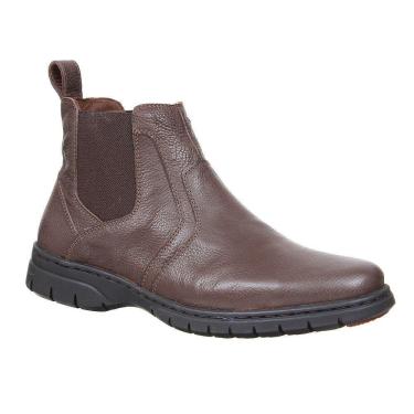 Imagem de Botina Masculina de Couro Marrom Bico Redondo Cow Way 30025