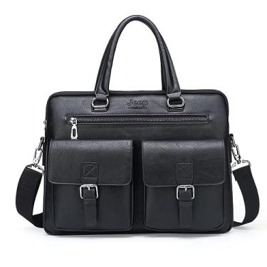 Imagem de Bolsa Pasta Maleta Executiva de Luxo Premium Couro Macio para Notebook (Preto)