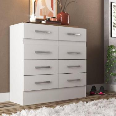 Imagem de Cômoda Roupeiro Grande 8 Gavetas Imperatriz Branco