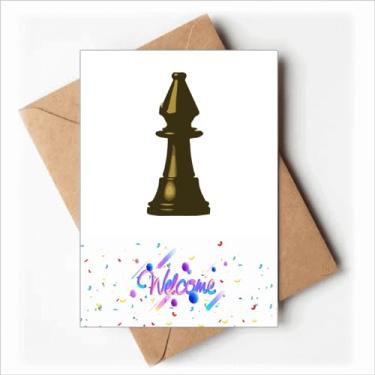 Imagem de Jogo de tabuleiro de soldado de xadrez bronze, cartões de boas-vindas, envelopes em branco