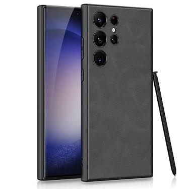 Imagem de LXURY Capa de couro para Samsung Galaxy S23 Ultra/S23 Plus/S23, capa de TPU macia para negócios com caneta Stylus suporte carregamento sem fio capa antiarranhões, cinza, S23 Ultra 6,8"