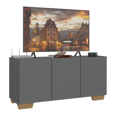 Imagem de Rack Para Tv Até 32 Polegadas Com 3 Portas Multimóveis Mp1068 Grafite/natural Grafite/n...