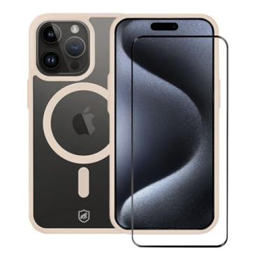 Imagem de Kit Capa Case Capinha compatível com Magsafe Rosa e Pelicula Coverage 5D Pro Preta para iPhone 15 Pro - Gshield