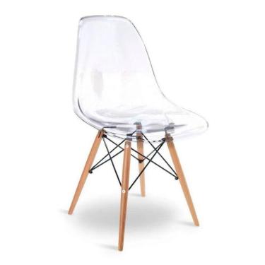 Imagem de Cadeira Eiffel em Acrílico com Pés de Madeira RF3027 Mozaic