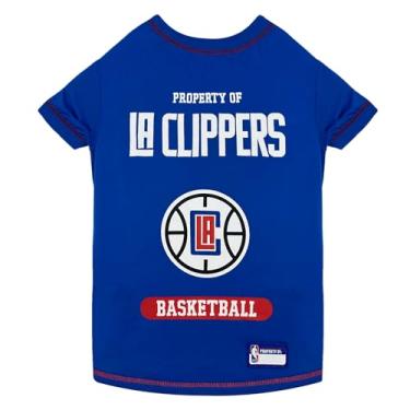 Imagem de Linda camiseta para cães, pequena – Camiseta para cães e gatos NBA Los Angeles Clippers com logotipo da equipe de basquete. Uma roupa confortável e moderna e durável para animais de estimação