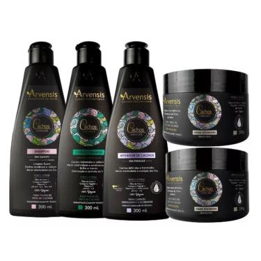 Imagem de Kit Cachos Arvensis Shampoo Condicionador Ativador Ondulados e Cacheados + 2 Geleia Alta