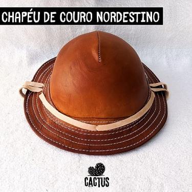 Imagem de Chapéu de Couro Nordestino Vaqueiro Couro Legítimo de bode Adulto boné cangaceiro copa sol Festa junina são oão carnaval Cangaceiro Lindo Chapéu Nordestino Lampião (54)