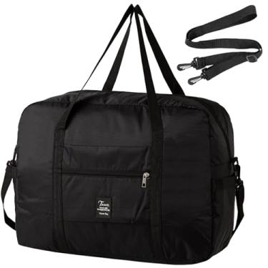 Imagem de INVODA Bolsa de viagem, bolsa de mão, bolsa de mão Spirit Airlines, bolsa de ombro para fim de semana, à prova d'água, esportiva, academia, para mulheres e homens, Preto, Bolsa de viagem