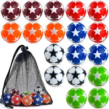 Imagem de Coopay 18 bolas de pebolim de 32 mm, bolas de substituição multicoloridas de futebol para jogo de mesa oficial com um saco de cordão preto (estrela multicolorida)