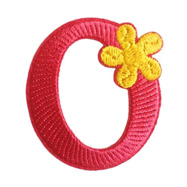 Imagem de 5 Pçs Patches de letras de chenille adesivos de ferro em remendos de letras universitárias com glitter bordado patch costurado em remendos para roupas chapéu camisa bolsa (rosa choque, O)