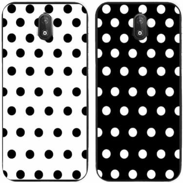 Imagem de 2 peças preto branco bolinhas impressas TPU gel silicone capa de telefone traseira para Nokia todas as séries (Nokia C1)
