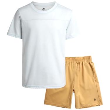 Imagem de RBX Conjunto de shorts ativos para meninos - camiseta de manga curta de 2 peças e shorts híbridos tecnológicos - conjunto de roupas de verão para meninos (4-12), Azul caramelo, 10