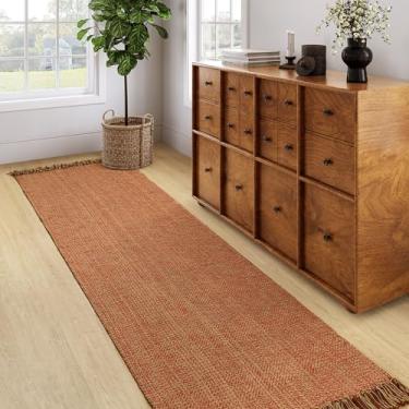 Imagem de Collive Tapete de corredor longo de 7 cm x 20 cm, tapetes laváveis para entrada interna, tapetes de cozinha trançados de terracota, tapete de piso de porta frontal de perfil baixo para lavanderia e
