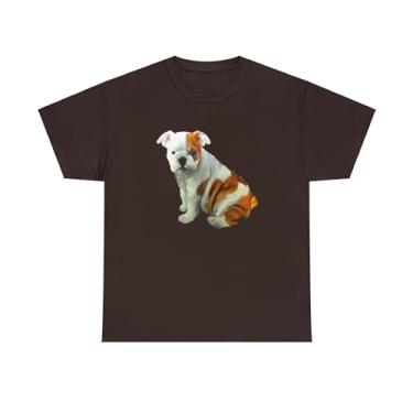 Imagem de Camiseta unissex de algodão pesado Bulldog 'Bugsy', Chocolate escuro, XXG