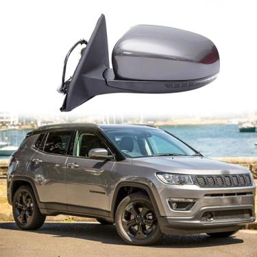 Imagem de Espelho retrovisor lateral do motorista adequado para Jeep Compass 2017-2021 Substituição do espelho lateral da porta lateral Montagem do espelho retrovisor ajuste de lente elétrica, seta,