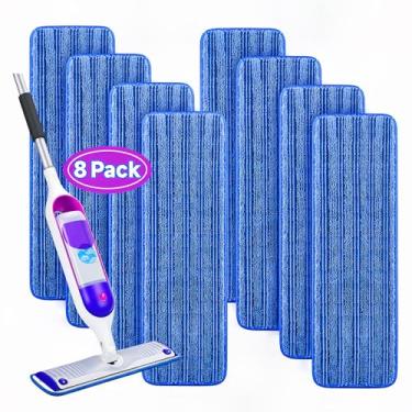 Imagem de Pacote com 8 almofadas de esfregão reutilizáveis compatíveis com Swiffer PowerMop, almofadas de substituição de esfregão de microfibra para esfregão spray de 33 a 38 cm, almofadas de esfregão laváveis