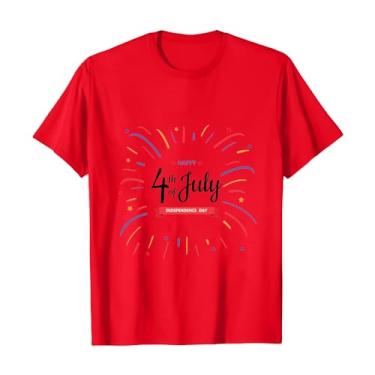 Imagem de Camiseta feminina 4th of July Stars Stripes Camisetas femininas com estampa da bandeira dos EUA e gola redonda, Vermelho, G