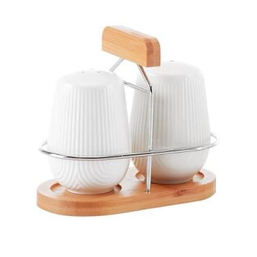 Imagem de Haüskraf - Saleiro e Pimenta de cerâmica com suporte 3 peças