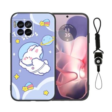 Imagem de Nuouxoco Capa de telefone T-Mobile Revvl 7 Pro 5G com alça de cordão meninas mulheres anime design fofo desenho animado de silicone macio kawaii capa legal para Revvl 7 Pro 5G - coelho fofo