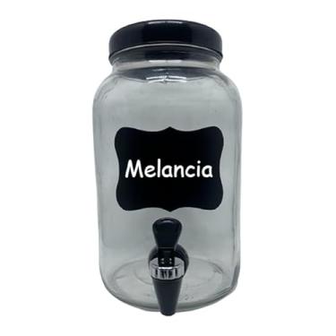 Imagem de Suqueira de Vidro, Capacidade 3 Litros, Tampa Plástica Resistente, Cores Variadas, Torneira Plástica, Lousa Adesiva, Giz