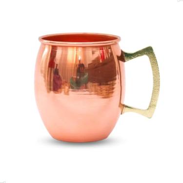 Imagem de Caneca De Cobre Puro Lisa Moscow Mule 500 ML Com Alça De Bronze
