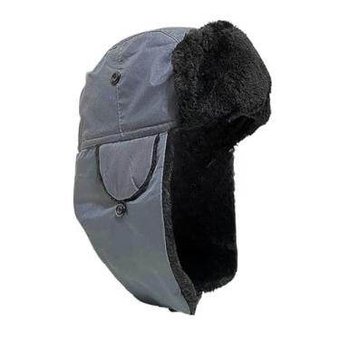 Imagem de Touca Ushanka Cinza Gorro Chaves Russa Aviador Frio Lã Proteção Orelhas Aviador Inverno