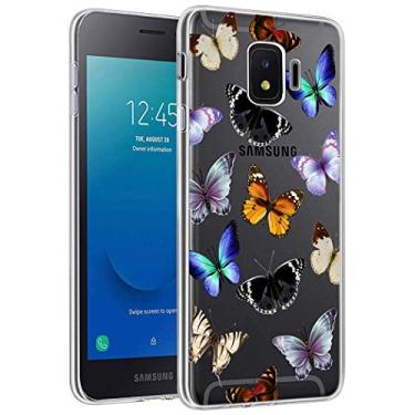 Imagem de Yerebel Capa para celular Galaxy J2 Core/Galaxy J2 Shine/Galaxy J2 Pure/Galaxy J2 Dash/Galaxy J2+ 2019, capa de silicone de borracha macia de TPU (borboleta)