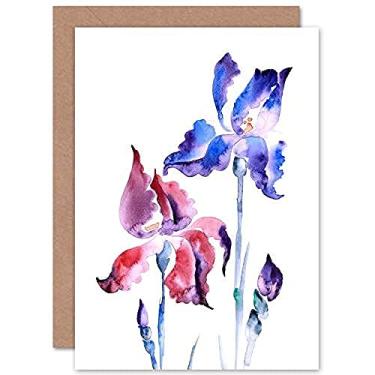 Imagem de Wee Blue Coo Cartão de felicitações flores violeta íris com envelope dentro de qualidade premium