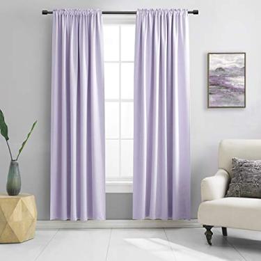 Imagem de DONREN 2 painéis de 2 painéis de cortina roxo lavanda para quarto - bolso de varão escurecimento de quarto, cortinas com isolamento térmico para sala de estar, 106 cm L x 213 C