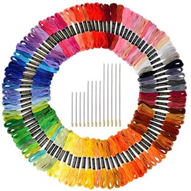 Imagem de (124 colors) - Paxcoo 124 Skeins Embroidery Floss Cross Stitch Thread with Needles