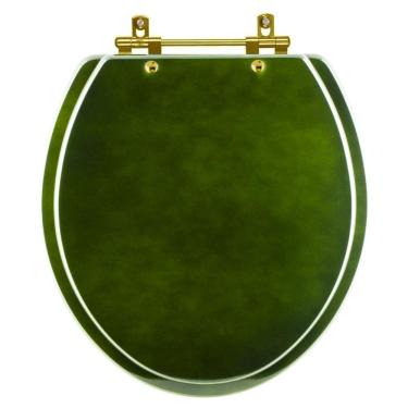 Imagem de Assento Sanitário Convencional Oval Universal Verde Degradê com Ferragem Dourada