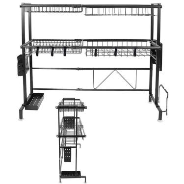 Imagem de Escorredor de Louça Modular Suspenso 2 Andares Pia Cozinha Bancada Comprimento Ajustave...
