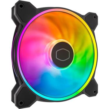 Imagem de Cooler Master MasterFan MF140 Halo² Fan, anéis de LED Duo-Ring ARGB Gen 2, PWM dinâmico de 120 mm e 1600 rpm, pás de ventilador ampliadas, estrutura híbrida para gabinete de PC, preto