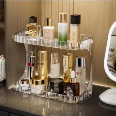 Imagem de Organizador Multiuso Prateleira 2 Andares Maquiagem Cosméticos Banheiro Cozinha