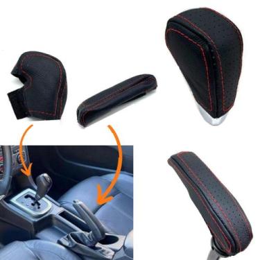 Imagem de Kit Capas Couro Manopla Câmbio Automático E Alavanca Freio De Mão Citr