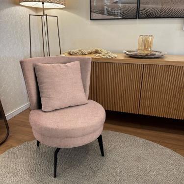 Imagem de Poltrona Lynn Giratória - Tecido Linho Safira Rosa