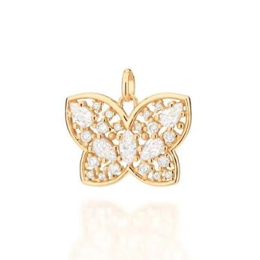 Imagem de Pingente  banhado ouro 3x 24k 18k e 22k  feminino borboleta cravejado 
