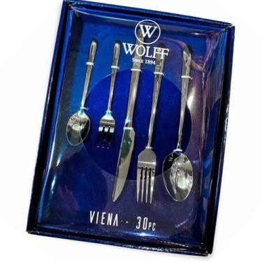 Imagem de Faqueiro 30 peças de aço inox prateado com Gift Box Viena Wolff - Roje