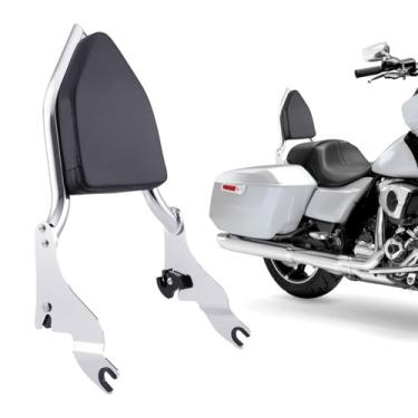 Imagem de Sissy Bar Encosto Destacável Almofada de Encosto do Passageiro Compatível com Harley Davidson Touring Electra Glide, Road King, Road Glide, Street Glide, Ultra Limited 2009-2023 (Chrome)