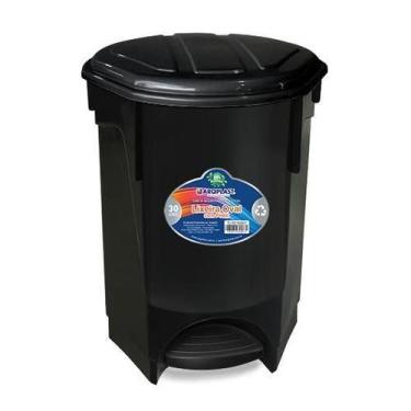 Imagem de Lixeira Multiuso Oval Com Pedal E Tampa 30 Litros Preta - Arqplast