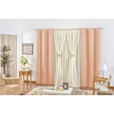 Imagem de Cortina Rustica 2,00 X 1,70 P/ Janela Sala Ou Quarto Bandô Voil E Malh