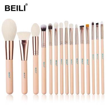 Imagem de Kit Pincéis De Maquiagem BEILI de Alta Qualidade Pó Blush Sombra 15 PÇ