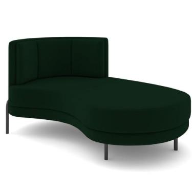 Imagem de Chaise Longue Divã 164cm Braço Esquerdo Logus D06 Veludo Verde - Mpoze
