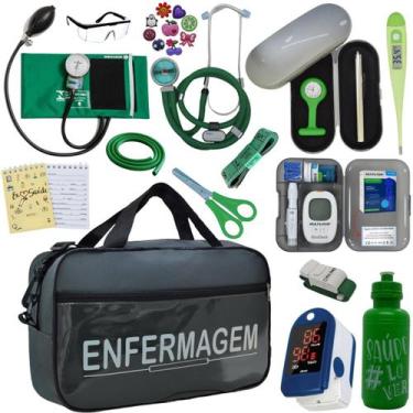 Imagem de Kit Bolsa Cores Aparelho Pressao Esfigmomanometro Medidor de Glicose C