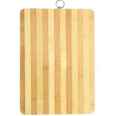 Imagem de Tábua de Bambu Corte Churrasco Alça para Pendurar 34x24cm - Impo