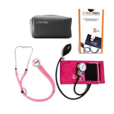 Imagem de kit estetoscópio duplo com esfigmomanômetro P.A.med Rosa Pink PINK - P