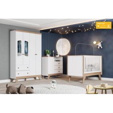 Imagem de Dormitório Infantil Confete Branco/Jequitibá - Henn - LM DECOR