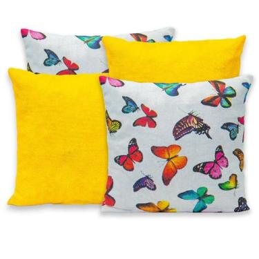 Imagem de Kit 4 Capas de Almofada 40x40 Zíper Gorgurinho Lisa e Estampada - BEM 