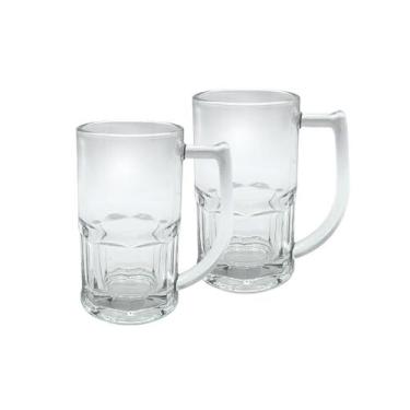 Imagem de Kit 2 Caneca De Vidro Chopp Cerveja Copos Resistente Transparente Bar 