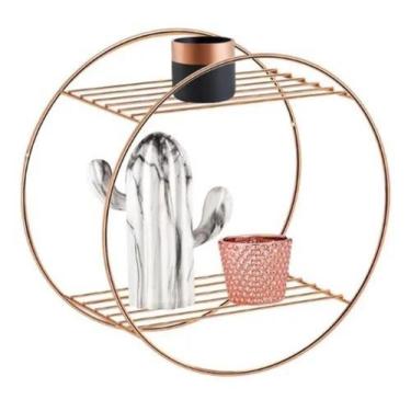 Imagem de Prateleira Nicho Aramado Aco Decorativo Médio Rose Gold Arthi Acompanh